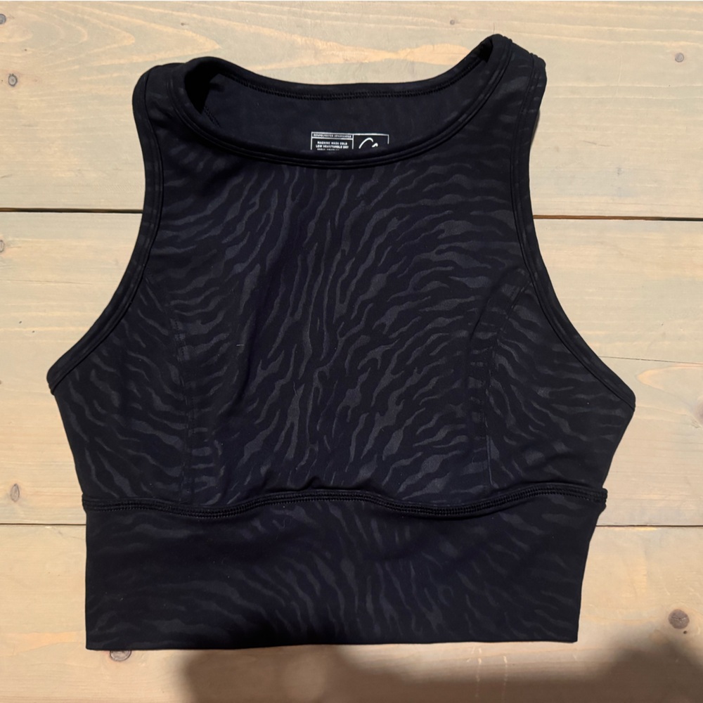 Celestial bodies, black, zebra print exercise top
